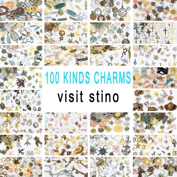 100 G Vintage Antique Metal Charms for Jewelry Making, Bulk Silver & Gold Plated - Picture 5 of 5